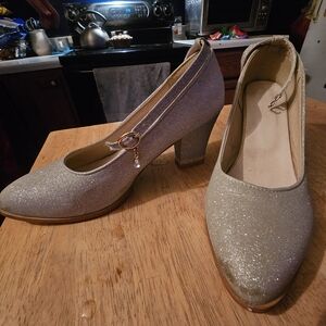 Elegant Glitter Block Heel Pumps